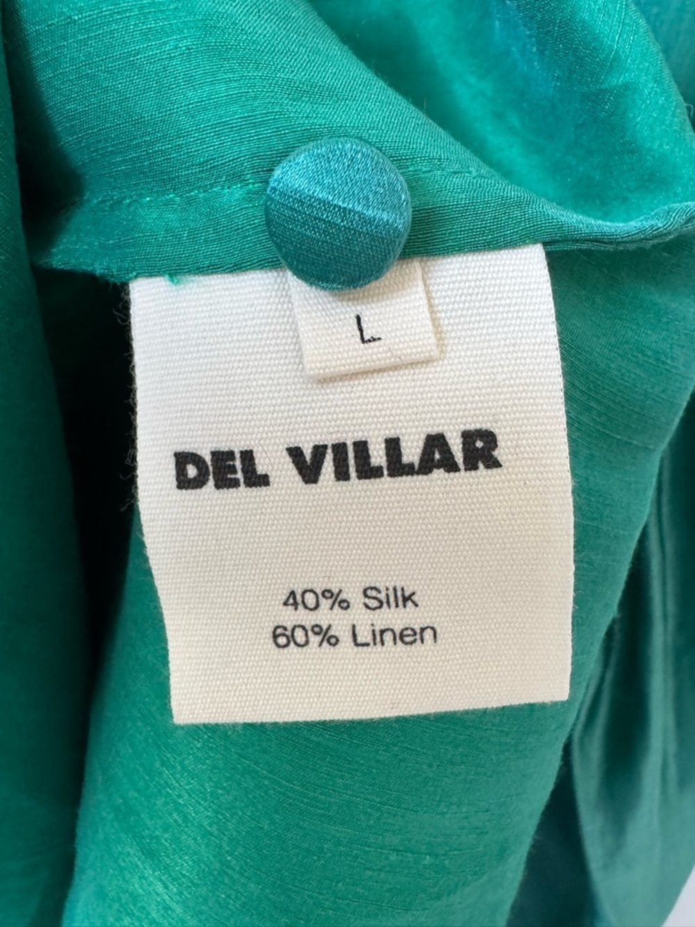Del Villar green a-line shift dress in silk and linen blend - Picture 5 of 8